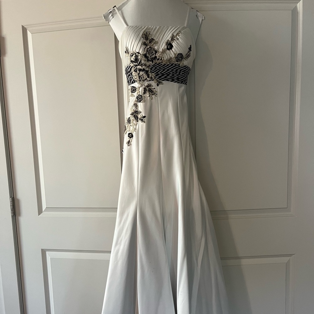 White and black wedding dress